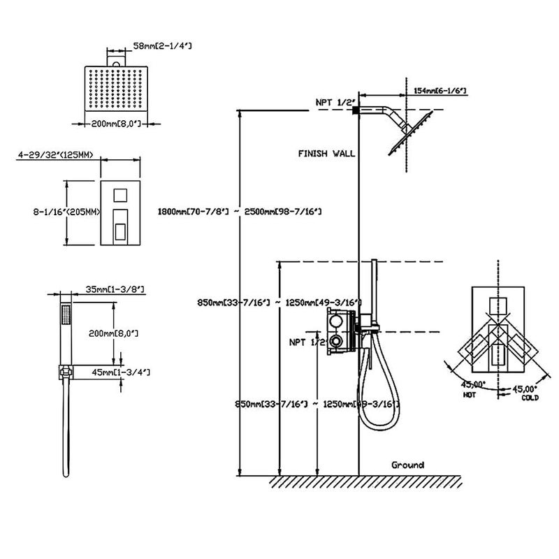 DEOLER Rain Shower System with Handheld Shower, 10 Inch Wall Mounted Shower Faucet Set Bathroom Luxury Rain Mixer Shower Combo Set Rough-in Valve and Trim Kit, Brushed Nickel - Image 5